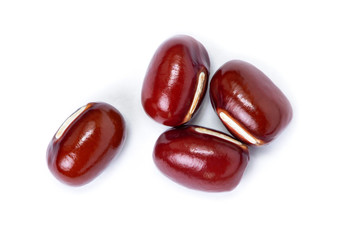 Red Adzuki bean isolated on white background. Top view. 