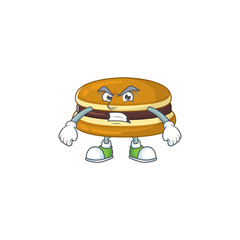 Charming dorayaki mascot design style waving hand