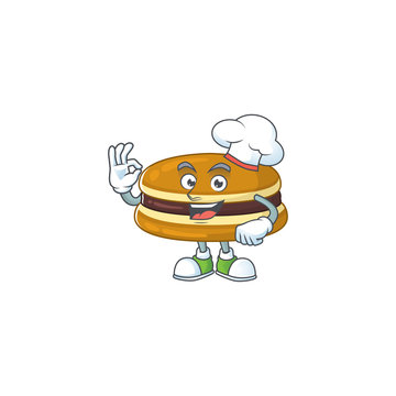 A picture of dorayaki cartoon character wearing white chef hat