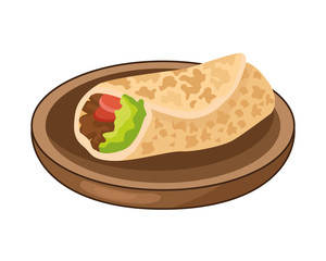 delicious mexican burrito in dish traditional food