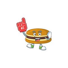 Dorayaki presented in cartoon character design with Foam finger