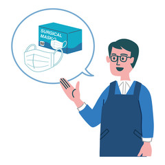 エプロン　男性　ミドルエイジ　マスク