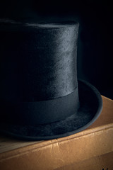 Top hat with cravat and gloves