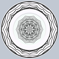 decorative round border and mandala ornament. Vector illustration.