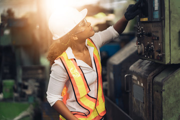 Professional engineering, worker, woman Quality control, maintenance, check in factory, warehouse...
