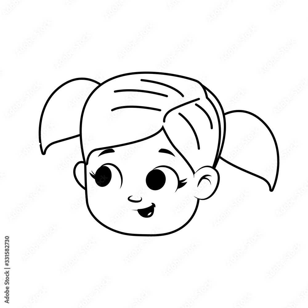 Sticker cute little girl head avatar character