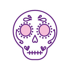 Mexican skull line style icon vector design