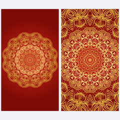 Design Vintage cards with Floral mandala pattern and ornaments. Vector template. Islam, Arabic, Indian, Mexican ottoman motifs. Hand drawn background