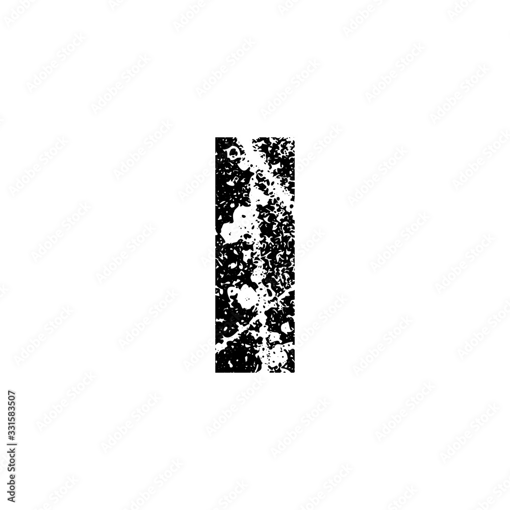 Fototapete painted letter i. abstract handmade sans serif typeface. distress textured font. ink splatter surfac