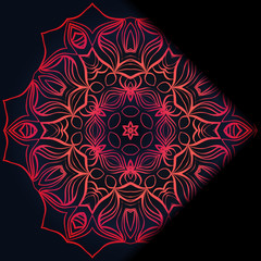 Luxury ornamental floral mandala. Original design with geometric background. Gold color. Vector card template. Design for Ramadan holiday, New year greeting, beauty spa salon, wedding, save the date