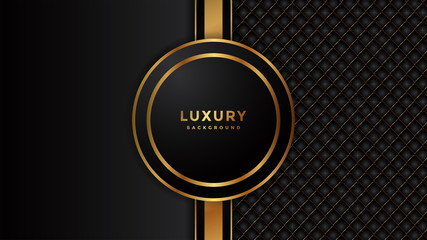 luxury 3d black abstract background with gold lines. overlapping layers. Eps 10