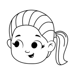 cute little girl head avatar character