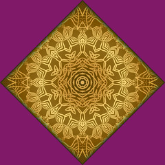 Template card with mandala. Vector. Oriental design for Christmas party invitation, Ramadan holiday, New year greeting, beauty spa salon, wedding