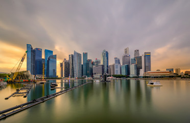 Singapore 2018 Central business district in cloudy sky during late afternoon