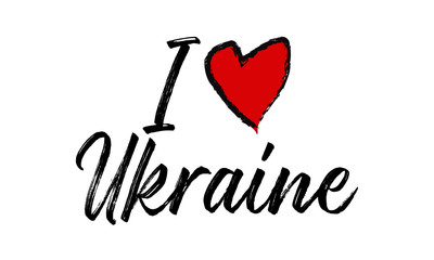 i love Ukraine Creative Cursive Text Typography Template.