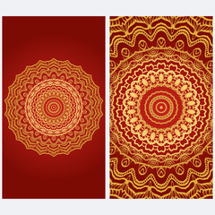 Design Vintage cards with Floral mandala pattern and ornaments. Vector template. Islam, Arabic, Indian, Mexican ottoman motifs. Hand drawn background