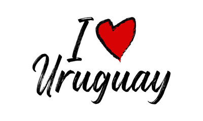 i love Uruguay Creative Cursive Text Typography Template.