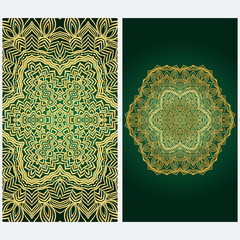 Design Vintage Cards With Floral Mandala Pattern And Ornaments. Template. Islam, Arabic, Indian, Mexican Ottoman Motifs. Hand Drawn Background. Fanstastic color.