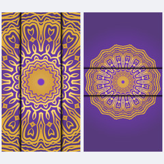 Vintage luxury decorative design invitation casrd of golden mandala. Vector illustration. Floral ornament