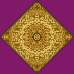 Template card with mandala. Vector. Oriental design for Christmas party invitation, Ramadan holiday, New year greeting, beauty spa salon, wedding