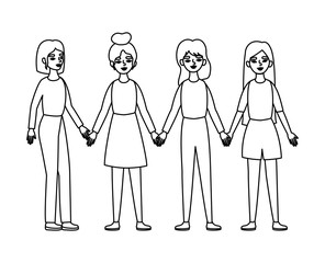 Women holding hands vector design