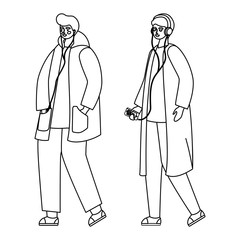 Boys with smartphones vector design