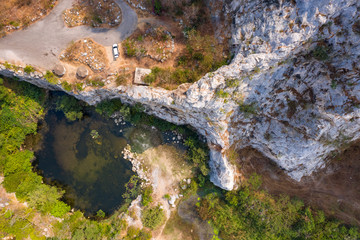 aerial view nature landscape mountain rock and high cliff stone