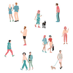 Fototapeta premium Set of people. Group of male and female flat cartoon characters isolated on white background. Colorful vector illustration.