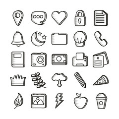 bundle of doodle set icons
