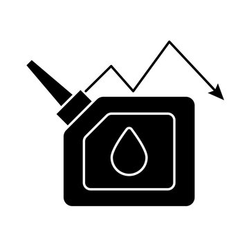 oil barrel tank with arrow decreasing flat style icon