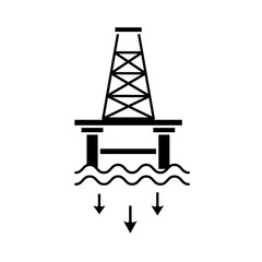 extraction tower oil in the sea flat style icon