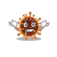 Happy face of gamma coronavirus mascot cartoon style