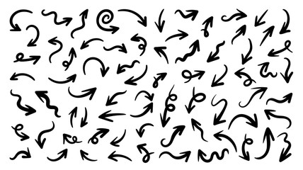 Hand drawn arrow vector icons set.	