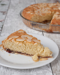 Bakewell Tart sliced on a plate