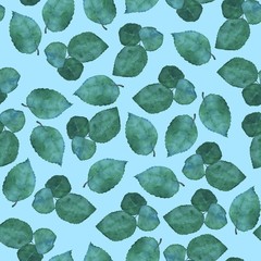 Seamless pattern of leaves 2. Watercolor illustration. Hand-drawing