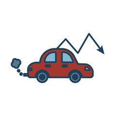 car polluting with arrow down fill style icon