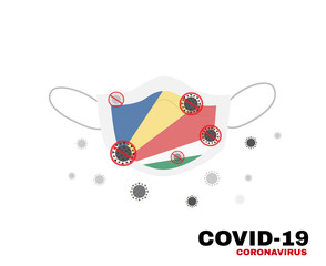 Medical face mask with symbol of the Seychelle to protect Seychellois people from coronavirus or Covid-19, virus outbreak protection concept, sign symbol background, vector illustration.