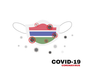 Medical face mask with symbol of the gambia to protect gambian people from coronavirus or Covid-19, virus outbreak protection concept, sign symbol background, vector illustration.