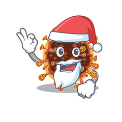 gamma coronavirus in Santa cartoon character design showing ok finger
