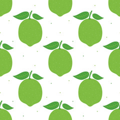 Fresh green limes and dots vector seamless pattern background.