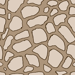 Stones handdrawn seamless brown pattern. Vector illustration.