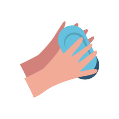 handwashing concept of hands with soap bar icon, flat style