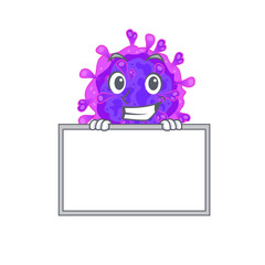 Smiley alpha coronavirus cartoon character style bring board