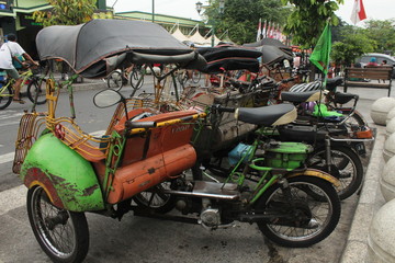 Rickshaws in Yogyakarta