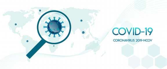 Fototapeta premium Coronavirus 2019-ncov and virus background with disease cells. covid-19 corona virus outbreaking and pandemic medical health risk concept Premium Vector