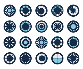 loading circles block style icon set vector design