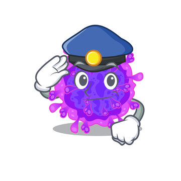 A picture of alpha coronavirus performed as a Police officer