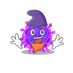 Cute and funny alpha coronavirus cartoon character dressed as an Elf