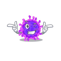 Smiley alpha coronavirus cartoon design style showing wink eye