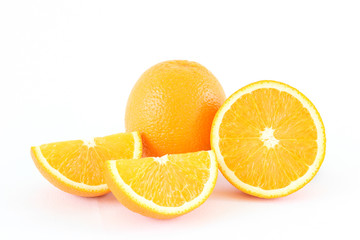 An orange on a white background